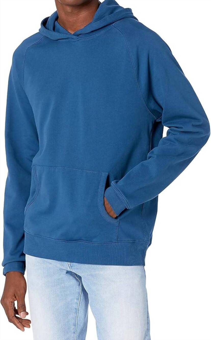 NEW PAIGE royce long sleeve hooded pullover sweatshirt in deep mediterranean